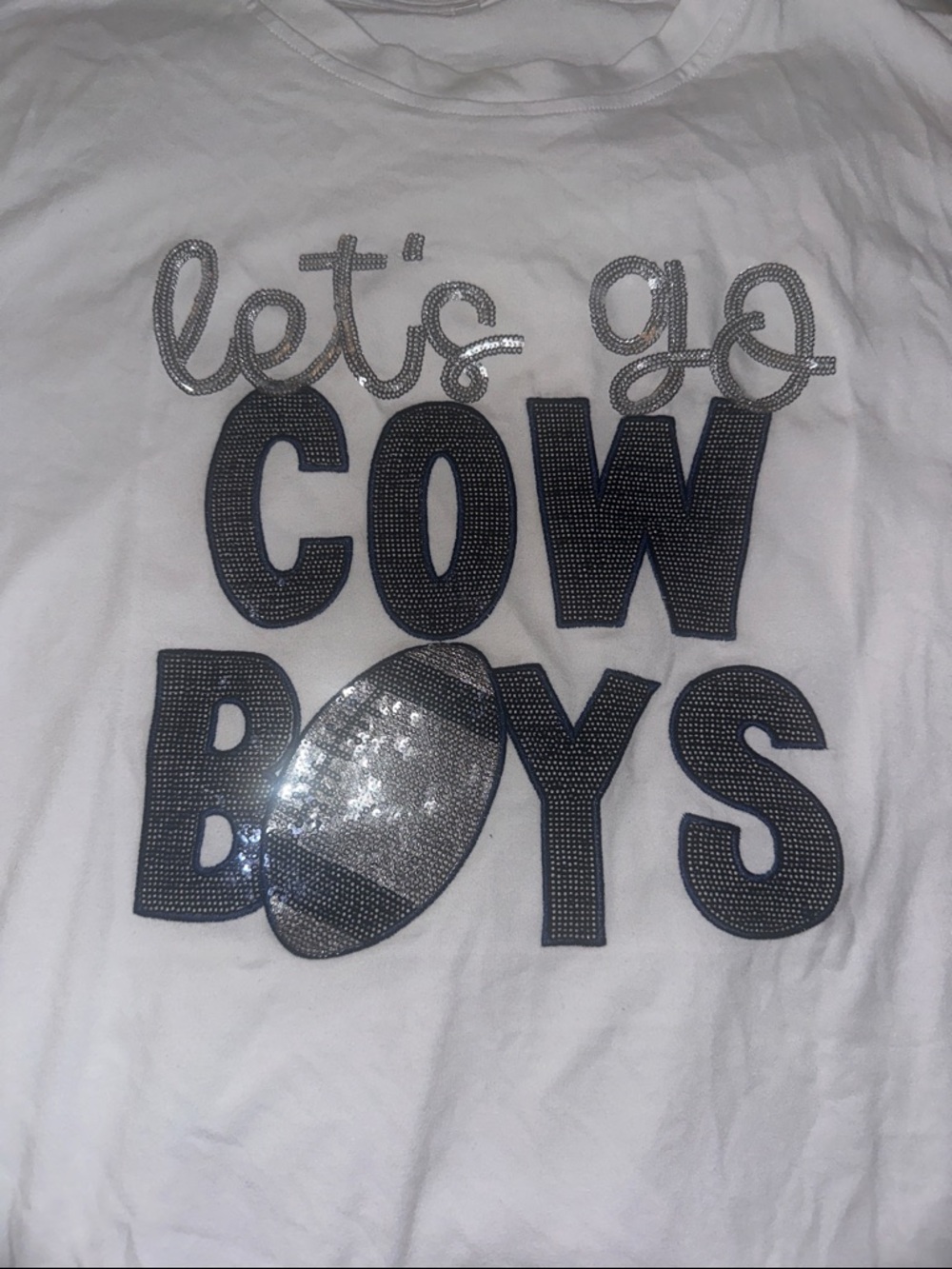 Sequin "Let's Go Cowboys" Graphic Tee